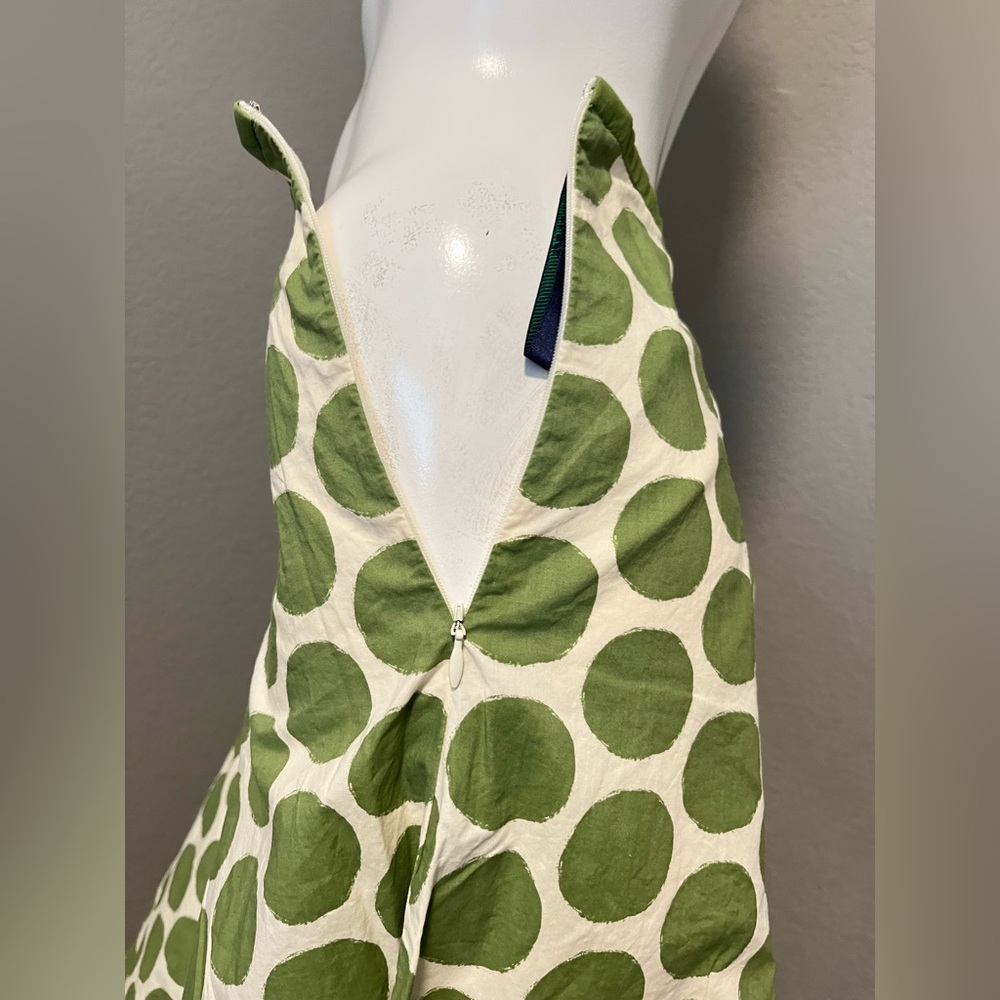 BODEN Women’s Green & Cream Polka Dot A- Line Retro Style Midi Skirt Size 8L - Picture 5 of 13